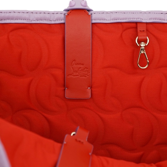 Christian Louboutin Cabata Tote Embossed Nappa Leather Purple New - Picture 8 of 10